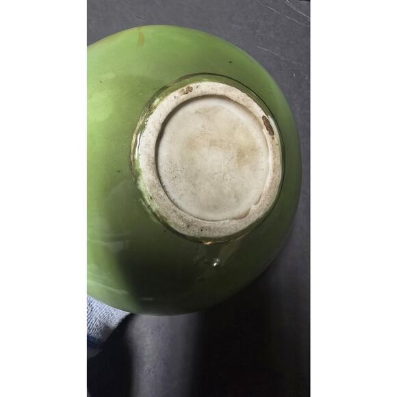 Vintage Hand Painted Porcelain Rose Bowl Vase Gilt Rim Pink Roses *repairs - Picture 6 of 12